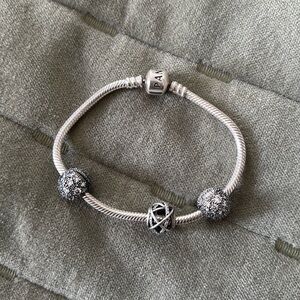 Pandora Silver Bracelet with 3 Charms